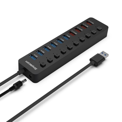 Simplecom CHU810 48W 10-Port USB 3.0 Hub and Charger with Individual Switches 12V/4A Power Adapter BC1.2 Fast Charging | CHU810 - Image 2