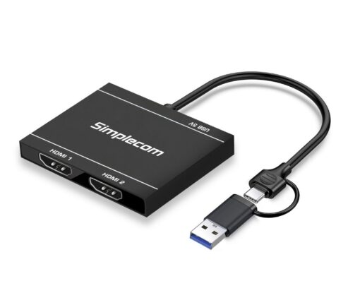 Simplecom DA327 USB 3.0 or USB-C to Dual HDMI Display Adapter for 2x 1080p Extended Screens | DA327