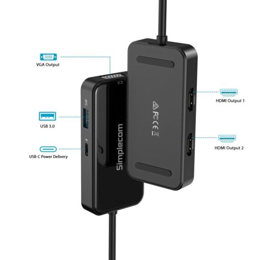 Simplecom DA451 5-in-1 USB-C Multiport Adapter MST Hub with VGA and Dual HDMI - Image 3