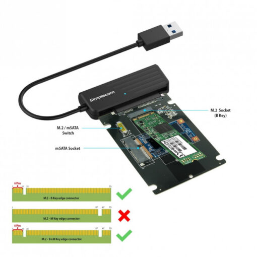 Simplecom SA225 USB 3.0 to mSATA + M.2 (NGFF B Key) 2 In 1 Combo Adapter | SA225 - Image 2