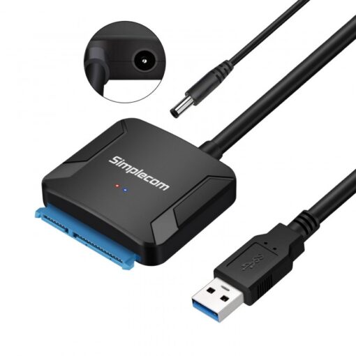 Simplecom SA236 USB 3.0 to SATA Adapter Cable Converter with Power Supply for 2.5'  3.5' HDD SSD | SA236
