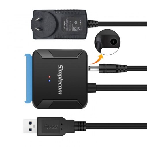 Simplecom SA236 USB 3.0 to SATA Adapter Cable Converter with Power Supply for 2.5'  3.5' HDD SSD | SA236 - Image 2