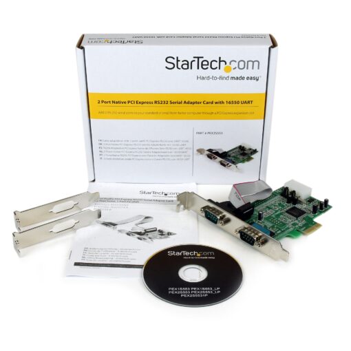 StarTech PEX2S553 Serial Adapter - Low-profile Plug-in Card - PCI Express - PC, Mac, Linux - 2 x Number of Serial Ports External | PEX2S553 - Image 4