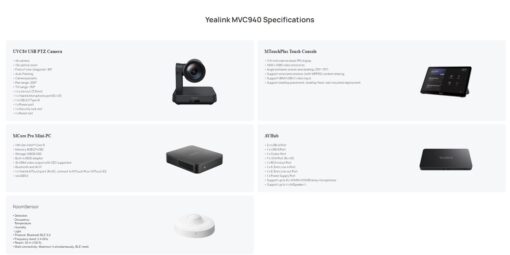 Yealink MVC940 Microsoft Teams Kit, 2x UVC84 4K PTZ Camera, 2x WPP30 Dongles, AVHub, MCore Pro PC, MTouch-Plus Panel, RoomSensor, No Audio Devices | MVC940-C5-008 - Image 4