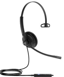 Yealink UHM341 Wideband 3.5mm Mono Headset, Leather Ear Cushion, HD Voice Quality, For Yealink IP Phones, Controller Not Included