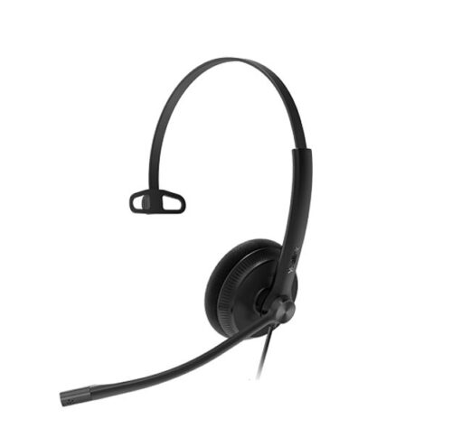 Yealink YHS34 Mono Wired Headset with QD to RJ Port, Wideband Noise-Canceling Headset, Monaural Ear, RJ9, QD Cord, Leather Ear Piece, Hearing Protecti | YHS34-M