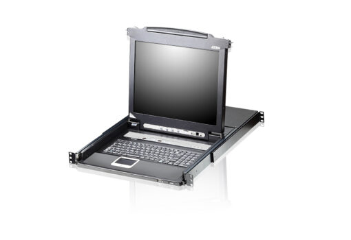 Aten Rackmount KVM Switch Single Rail 8 Port VGA PS/2-USB w/ 17' LCD Display, 2x Custom KVM Cables, 1280x1024@75hz Display, LED Illumination | CL5708M-ATA-AU