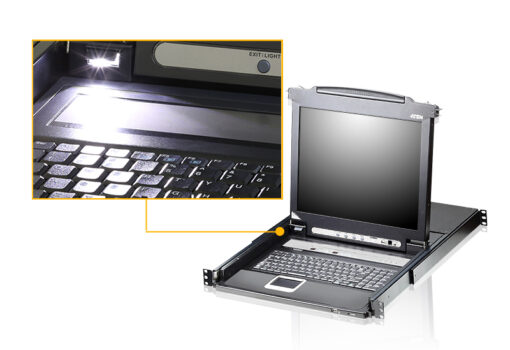 Aten Rackmount KVM Switch Single Rail 8 Port VGA PS/2-USB w/ 19' LCD Display, 2x Custom KVM Cables, 1280x1024@75hz Display, LED Illumination | CL5708N-ATA-AU - Image 3