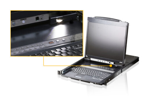 Aten Rackmount Dual Rail LCD Console VGA PS/2-USB w/ 19' LCD Display, 1x Custom KVM Cable Included, 1280x1024@75hz Display, LED Illumination | CL5800N-ATA-AU - Image 3