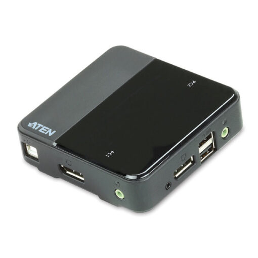 Aten Slim KVM Switch 2 Port Single Display DisplayPort w/ audio, Cables Included, Remote Port Selector, | CS782DP-AT