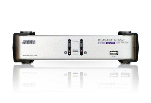 Aten Desktop KVMP Switch 2 Port Dual Display VGA w/ audio, 2x Custom KVM Cables Included, 2x USB Port, Selection Via Front Panel | CS1742C-AT - Image 3