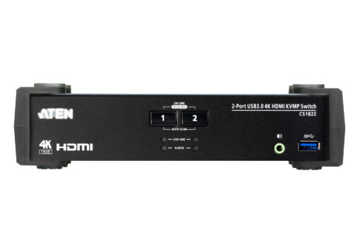 Aten Desktop KVMP Switch 2 Port Single Display 4k HDMI w/ audio mixer mode, Cables Included, Selection Via Front Panel | CS1822-AT-U - Image 3