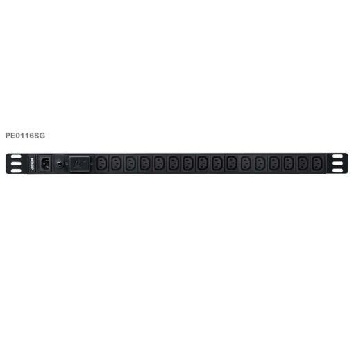 Aten 0U Basic PDU with Surge Protection, 16x IEC Sockets, 10A Max, 100-240VAC, 50-60HZ, Overcurrent protection, Aluminum material | PE0116SG-AT-G