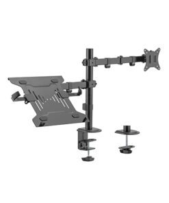 Brateck Steel Monitor Arm With Laptop Tray Fit Most 17'-32' Monitor Up to 9KG Laptops up to 4kg 10'-15.6' VESA 75x75,100x100(Black) (LS)
