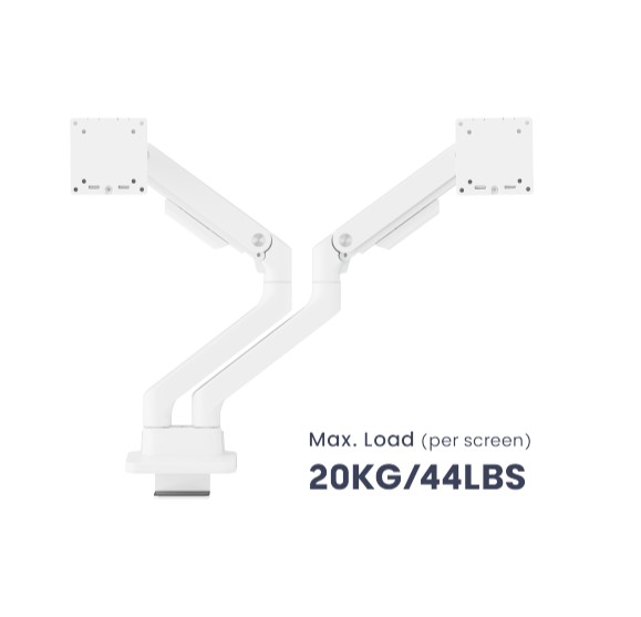 Brateck LDT81-C024-W NOTEWORTHY HEAVY-DUTY GAS SPRING DUAL MONITOR ARM Fit Most 17'-35' Monitor Fine Texture White (LS) - Image 2