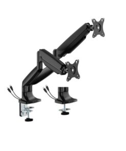 Brateck LDT82-C024UC DUAL SCREEN HEAVY-DUTY GAS SPRING MONITOR ARM WITH USB PORTS For most 17'~35' Monitors, Matte Black(LS)