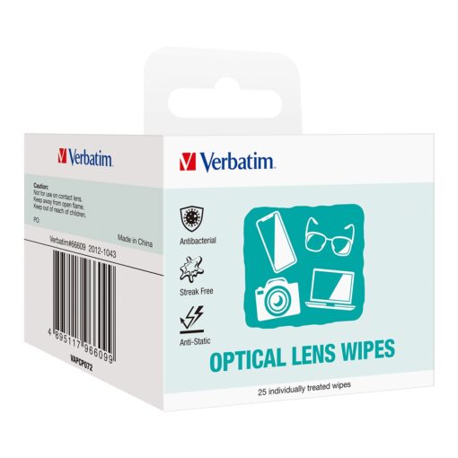 Verbatim Screens, Monitor, Glasses, Window Cleaning Wipes - 25pcs | 66609