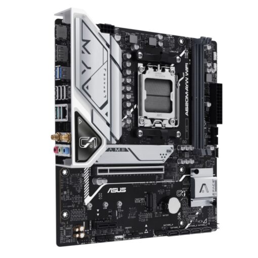 ASUS AMD A620M-AYW WIFI (AM5)  Micro-ATX Motherboard, 2xDDR5 Max 96GB, 1 x PCIe 4.0 x16 slot, 2 x M.2 slots, 4 x SATA, Wi-Fi 6, Realtek 2.5G | A620M-AYW WIFI - Image 2
