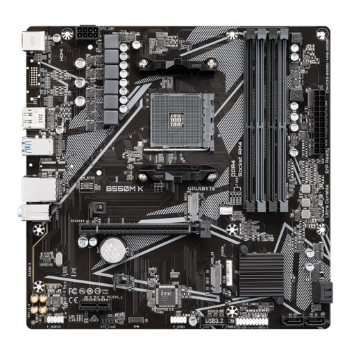 Gigabyte B550MK AMD AM4 M-ATX Motherboard 4x DDR4~128GB,1x PCIe x16, 1 x PCIe x1, 2x M.2, 4x SATA , 4x USB 3.2,  4x USB 2.0 | B550M K - Image 2