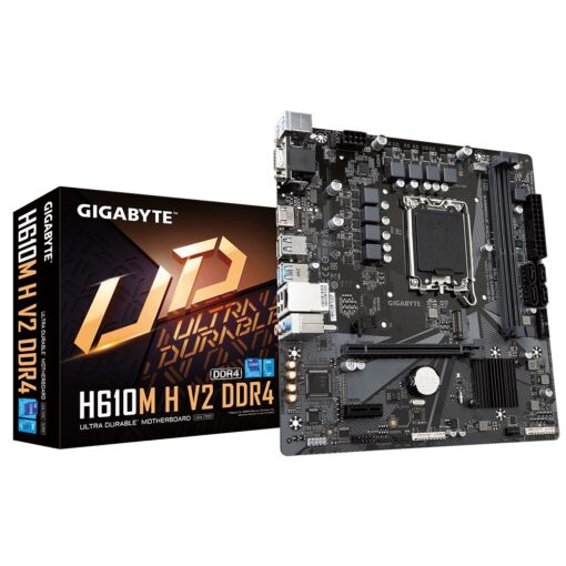 Gigabyte H610M H V2 DDR4 1.0 LGA 1700 mATX Motherboard, 2x DDR4 ~64GB, 1x PCI-E x16, 1x PCI-E x1, 1x M.2, 4x SATA, 2x USB 3.2, 4x USB 2.0 | H610M H V2 DDR4 1.0