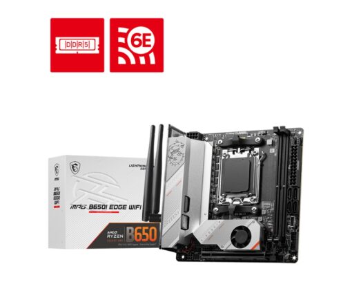 MSI MPG B650I EDGE WIFI AMD AM5 M-ITX Motherboard, 2x DDR5 ~64GB, 1x PCI-E x16, 2x M.2, 4x SATA, 2x USB2.0, 5x USB 3.2, 1x USB-C | MPG B650I EDGE WIFI