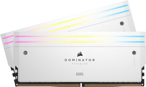 Corsair DOMINATOR® TITANIUM RGB 32GB (2x16GB) DDR5 DRAM 6400MT/s CL32 Intel XMP Memory Kit — White | CMP32GX5M2B6400C32W