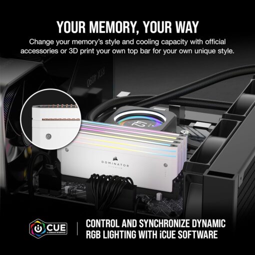 Corsair DOMINATOR® TITANIUM RGB 32GB (2x16GB) DDR5 DRAM 6400MT/s CL32 Intel XMP Memory Kit — White | CMP32GX5M2B6400C32W - Image 3