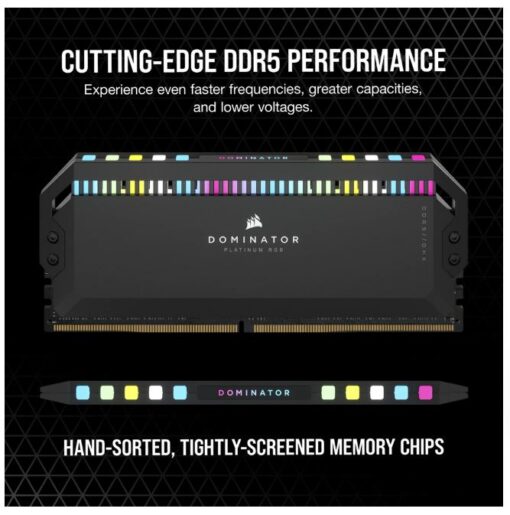 Corsair DOMINATOR® Platinum RGB 32GB (2x16GB) DDR5 UDIMM 5200Mhz C40 1.25V Black Desktop PC Gaming Memory | CMT32GX5M2B5200C40 - Image 3