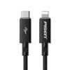 Pisen Braided Lightning to USB-C PD Fast Charge Cable (1M) Black - Support 3A, Anti-Breaking, Reinforced  More Durable, Apple iPhone/iPad/MacBook