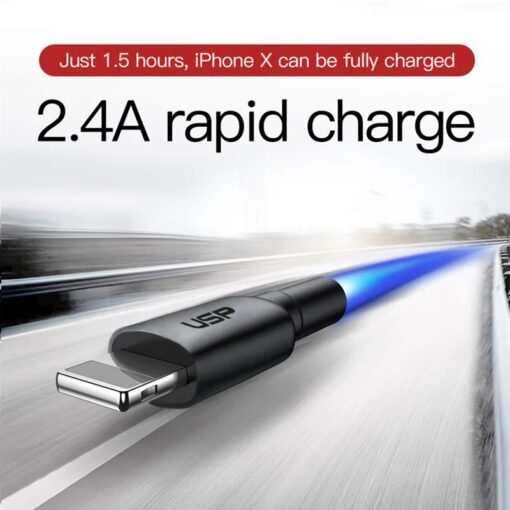 USP BoostUp Lightning to USB-A Cable (1M) Black - Quick Charge  Connect, 2.4A Rapid Charge,Durable  Reliable,Nylon Weaving,Apple iPhone/iPad/MacBook | 6972890207026 - Image 2