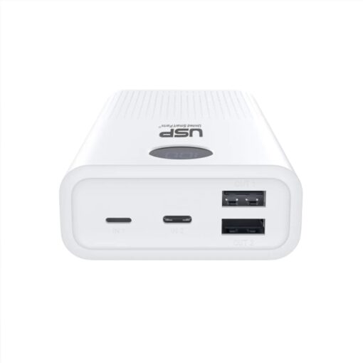 USP 20K mAh Power Bank - White, 2 USB-A Outputs (5W  10W), 2 USB Input, Digital Display, Comfortable Grip, Charge 2 Devices, Intelligent Matching | 6972890208115 - Image 4
