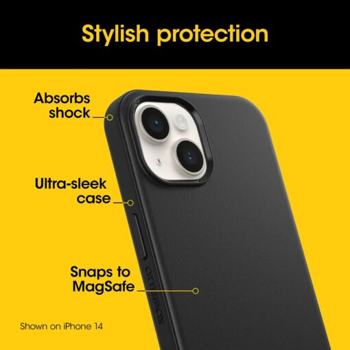 OtterBox Symmetry+ MagSafe Apple iPhone 15 Pro (6.1') Case Black - (77-92836), Antimicrobial,DROP+ 3X Military Standard, Raised Edges,7 Years Warranty | 77-92836 - Image 4