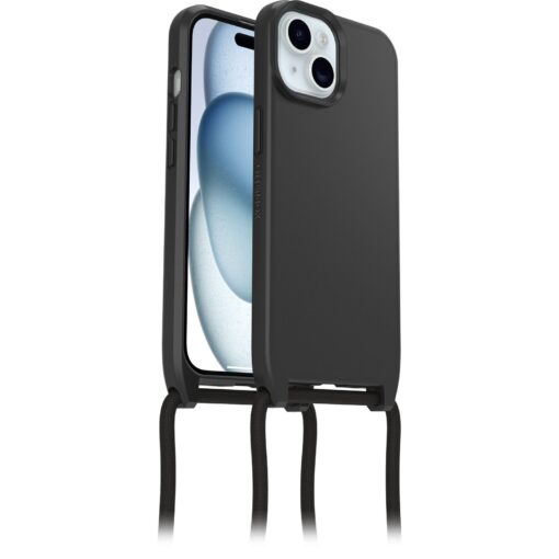 OtterBox React Necklace MagSafe Apple iPhone 15 (6.1') Case Black - (77-93593), DROP+ Military Standard, Detachable Nylon Rope, 7 Years Warranty | 77-93593