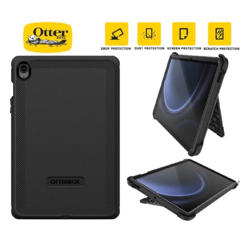 OtterBox Defender Samsung Galaxy Tab S9 FE (10.9') Case Black - No Retail Packaging - (77-95042), DROP+ 2X military standard, 7 Years Warranty