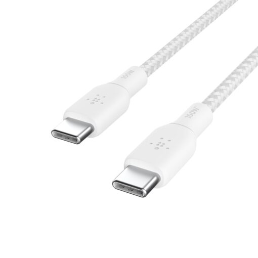 Belkin BoostCharge Braided USB-C to USB-C Cable 2M - White (CAB014bt2MWH), 100W, 480Mbps, 30K+, Samsung Galaxy, Google, 2 Years Warranty - Image 4