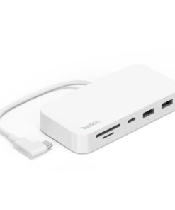 Belkin Connect USB-C® 6-in-1 Multiport Hub with Mount - White (INC011btWH), 10Gbps, 2x USB-A, USB-C, SD 3.0  MicroSD Card Reader, 2 Years Warranty | INC011btWH