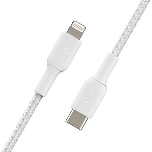 Belkin BoostCharge Braided Lightning to USB-C Cable (1M) - White (CAA004bt1MWH), 480Mbps, 30K+ bend, Apple iPhone/iPad/Macbook, 2 Years Warranty | CAA004bt1MWH - Image 3