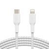 Belkin BoostCharge Braided Lightning to USB-C Cable (2M) - White (CAA004bt2MWH), 18W, 480Mbps, 30K+ Bends, Apple iPhone/iPad/Macbook, 2 Years Warranty | CAA004bt2MWH