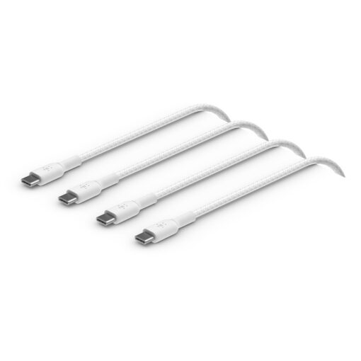Belkin BoostCharge Braided USB-C to USB-C Cable 60W 1M- White (CAB004bt1MWH2PK), 60W, 30K+ Bend, Double-Braided, USB-IF Certified, 2 Year Warranty | CAB004bt1MWH2PK