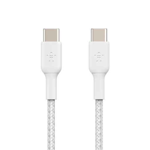 Belkin BoostCharge Braided USB-C to USB-C Cable 60W 1M- White (CAB004bt1MWH2PK), 60W, 30K+ Bend, Double-Braided, USB-IF Certified, 2 Year Warranty | CAB004bt1MWH2PK - Image 3