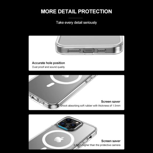 Phonix Apple iPhone 12 Pro Max Clear Rock Hard Case with MagSafe - Ultra-thin, lightweight, Non-slip, Shockproof, Crystal Clear, 10 Years Warranty - Image 4