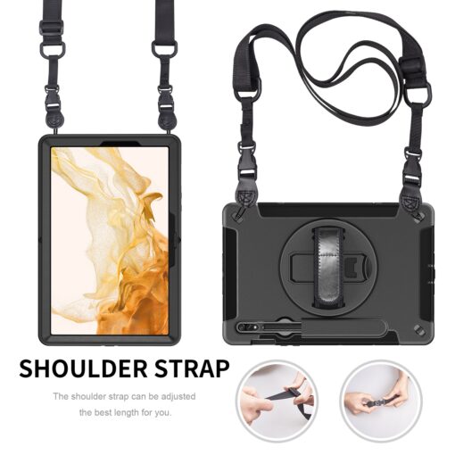 USP Rugged Samsung Galaxy Tab S10 Ultra / Tab S9 Ultra / Tab S8 Ultra (14.6') Case Black - Built-in-Kickstand, Adjustable Hand Strap, Shoulder Strap | HDTS9ULTRA - Image 2
