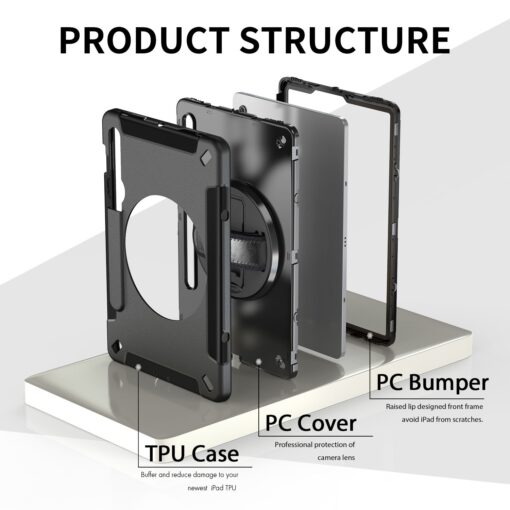 USP Rugged Samsung Galaxy Tab S10 Ultra / Tab S9 Ultra / Tab S8 Ultra (14.6') Case Black - Built-in-Kickstand, Adjustable Hand Strap, Shoulder Strap | HDTS9ULTRA - Image 4
