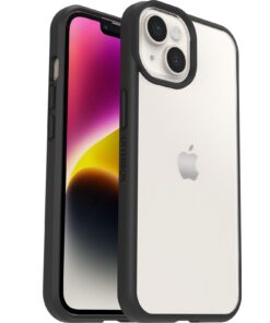 OtterBox React Apple iPhone 14 Plus Case Black Crystal (Clear/Black) - (77-88874), DROP+ Military Standard, Raised Edges, Hard Case, 7 Years Warranty