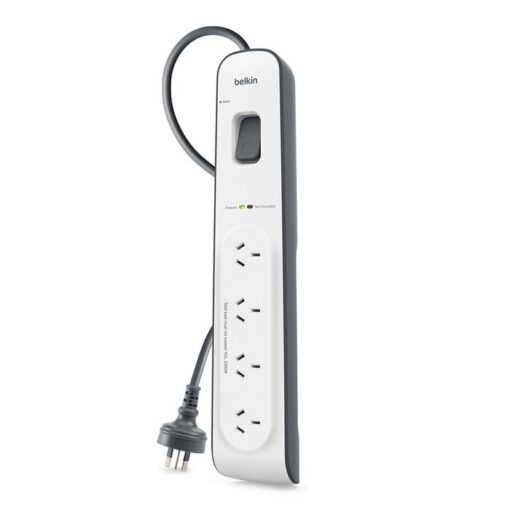 Belkin SurgeMaster BSV400 4-Outlet Surge Protection Strip With 2M Power Cord, Protects Against Spikes And Fluctuations, CEW $20,000, 2 Years Warranty - Image 2