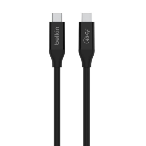 Belkin USB4 USB-C to USB-C Cable 0.8M - Black (INZ001BT0.8MBK),100W PD,40Gbps,Thunderbolt 3, Samsung Galaxy, iPad, USB-IF Certified, 2 Years Warranty | INZ001bt0.8MBK