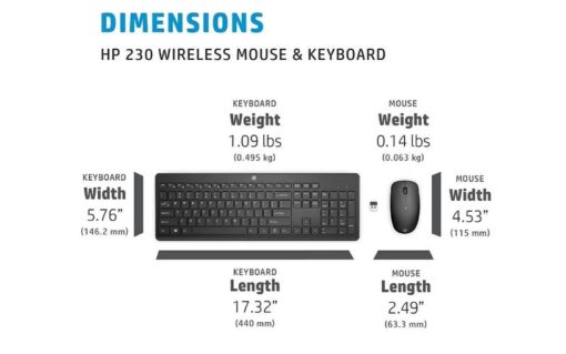 HP 230 Wireless Keyboard  Mouse Combo 12 function keys chiclet comfortable low noise 1600DPI Mouse Light Weight Long Battery Life ~16mths | 18H24AA - Image 3