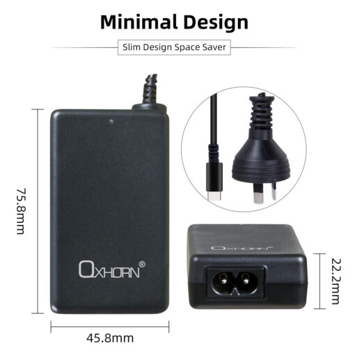 Oxhorn 65W AC Power Adapter USB-C Charger Power Delivery for Lenovo HP Dell Asus USB-C Laptop Tablet Mobile Built-in Power Supply Protection 2M Cable | NB-PD65B - Image 3