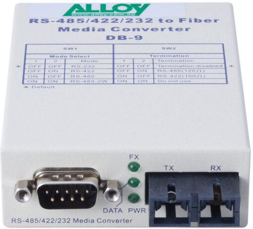 Alloy SCR460SC-3 RS-232/422/485 Serial DB-9 to Single Mode Fibre Converter. Max. range 20Km - Image 2