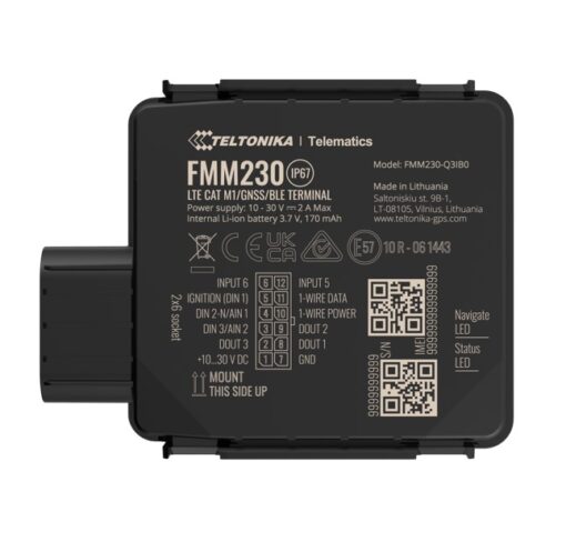 Teltonika FMM230 - Water-Resistant 4G LTE Cat M1 Tracker with Flexible Inputs Configuration, IP67, CAT M1 | FMM230LN2X01